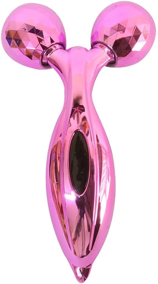 3D Manual Roller Face Body Massager 360 rotate Wrinkle Remover Double Chin Reducer Skin Tightening Face Lifting RollerJawline Shaper (Pink color)
