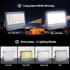 Bluelex Waterproof Solar Light image showing 4 lighting modes and long press infinite dimming features
