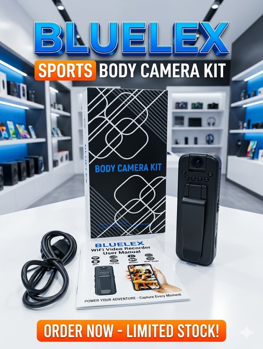 Bluelex Portable Body Worn Camera & Action Kit for Sports and Security