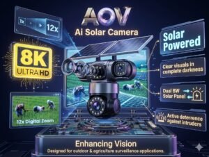 Bluelex AOV Dual Lens 8K Ultra HD AI Solar Powered Wireless Security Camera